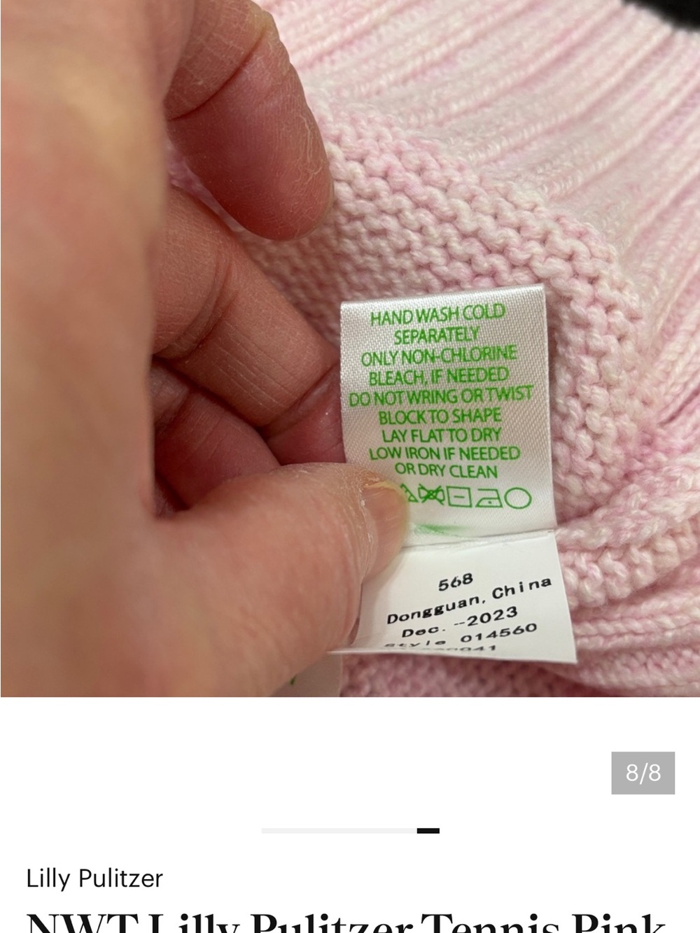 NWT Lilly Pulitzer Pink and White Ombre Half-Zip Tennis Sweater - Picture 8 of 8